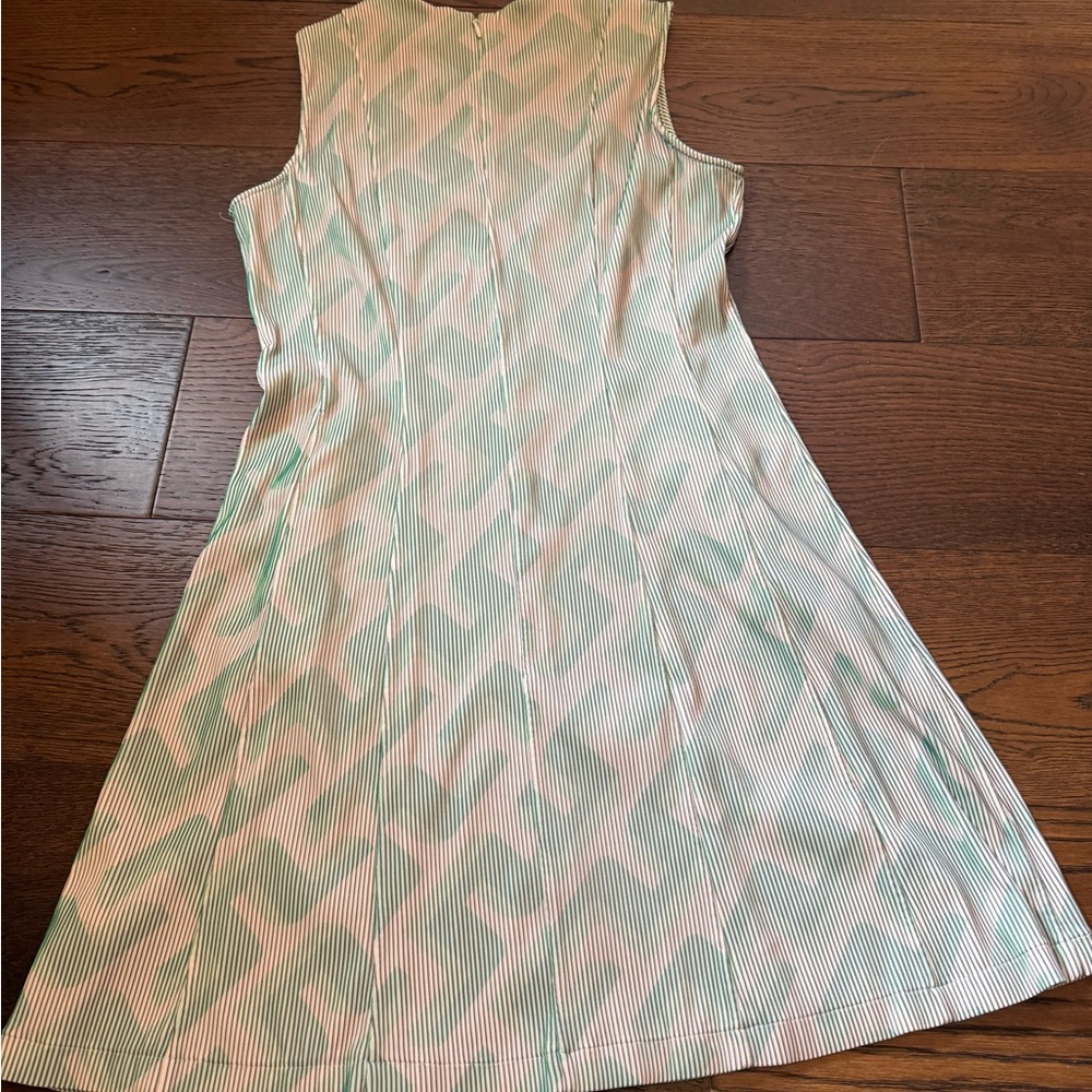 J.Lindeberg Mint and White Geometric Midi Dress